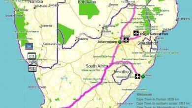 المسافات بين مدن جنوب افريقيا